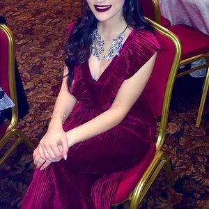 BCBgeneration long maroon velvet dress